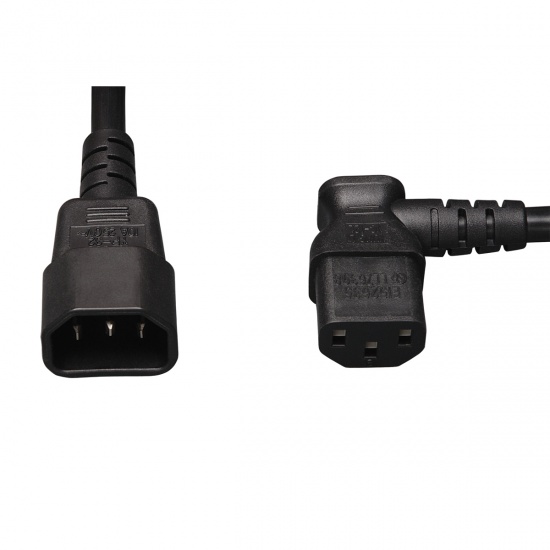 2FT Tripp Lite C14 to Right Angle C13 Computer Power Extension Cable - Black Image