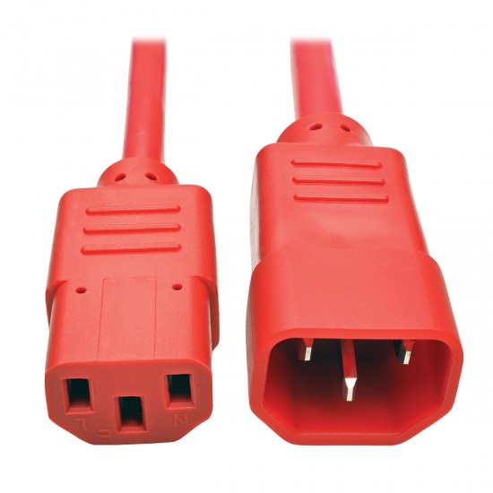 3FT Tripp Lite C14 To C13 Standard Computer Power Extension Cable - Red Image