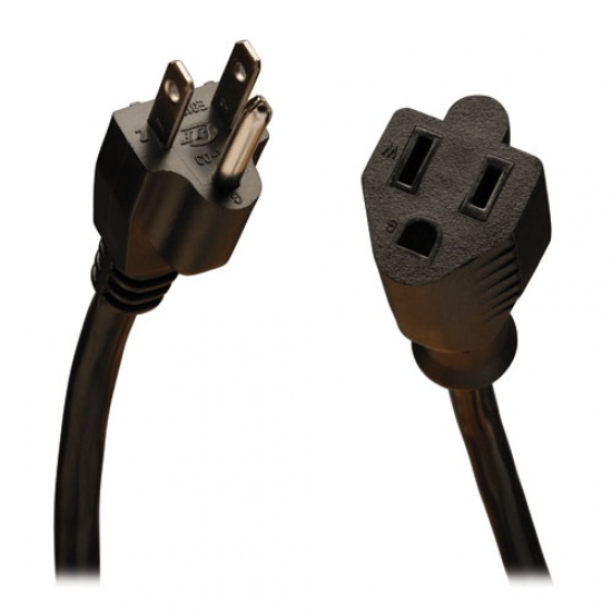 15FT Tripp Lite NEMA 5-15P To NEMA 5-15R Power Extension Cable - Black Image