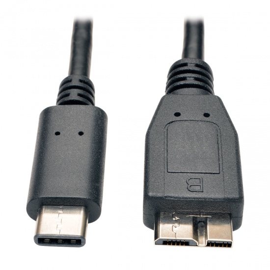 3FT Tripp Lite USB Type-C Male to USB3.0 Micro-B Male Cable - Black Image