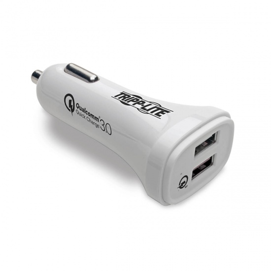 Tripp Lite Dual-Port USB Car Charger for Devices with Qualcomm Quick Charge 3.0 Technology - White Image