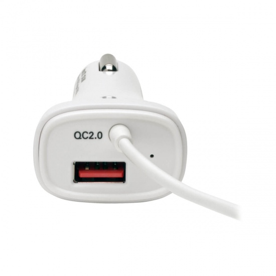 Tripp Lite Dual-Port Micro USB Type B Car Charger for Quick Charge 2.0 Technology Devices - White Image