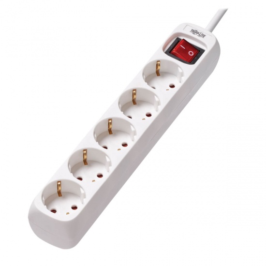 5FT Tripp Lite 5 Outlet Power Strip - German Type F Schuko Outlets - White Image