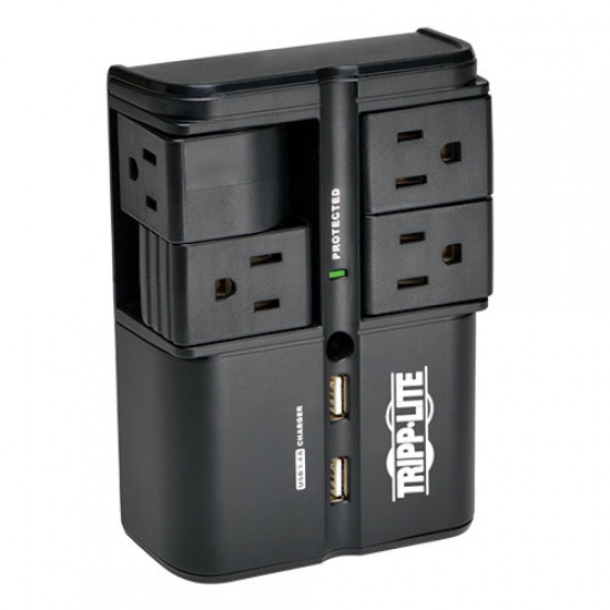 Tripp Lite 4 Outlet Surge Protector With 3.4A USB Charger - Black Image