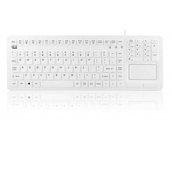 Adesso Antimicrobial USB QWERTY Waterproof Touchpad Keyboard - White Image