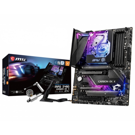 MSI MPG Z490 Gaming Carbon EK X Intel Z490 LGA 1200 ATX DDR4-SDRAM Motherboard Image