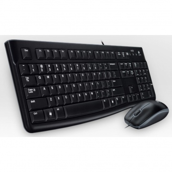 Logitech MK120 USB QWERTZ Black Keyboard - Swiss Layout Image