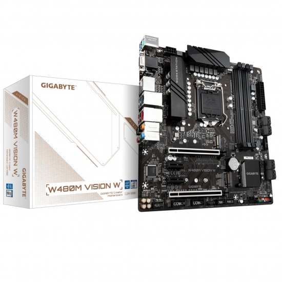 Gigabyte W480M Vision W Intel W480 Express LGA 1200 Micro ATX DDR4-SDRAM Motherboard Image