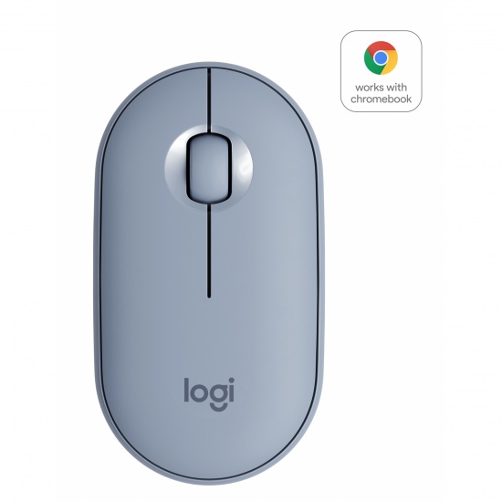 Logitech Pebble M350 Wireless Mouse - Blue, Grey Image