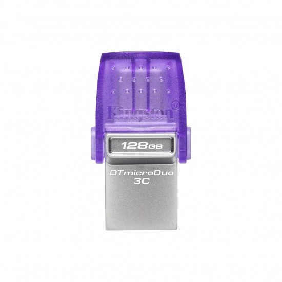 128GB Kingston Technology Data Traveler Micro Duo 3C USB Flash Drive - Stainless Steel, Purple Image
