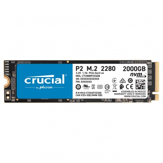 2TB Crucial P2 M.2 PCI Express 3.0 NVMe Internal Solid State Drive Image