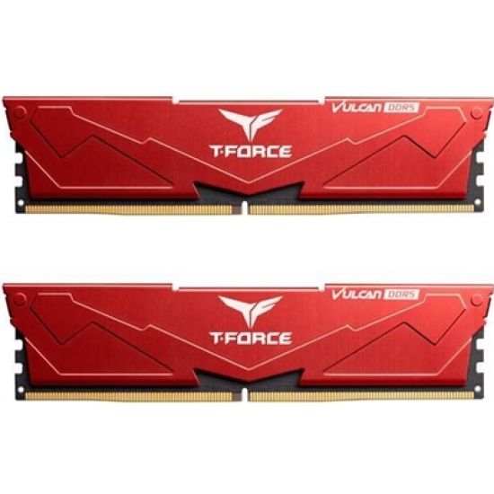 64GB Team Group T-Force Vulcan DDR5 6000MHz CL38 Dual Channel Kit (2x32GB) - Red Image