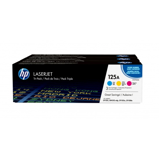 HP LaserJet Toner Cartridge - 125A - CF373AM - Cyan, Magenta, Yellow - 1400 Page Yield Image