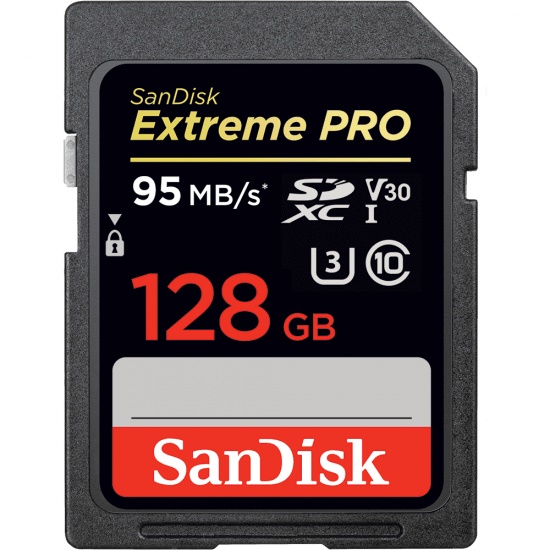 128GB Sandisk Extreme Pro SDXC UHS-I, CL 10 - SDSDXXG-128G-ANC - Memory Card Image