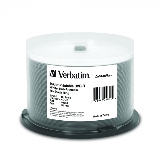 Verbatim DataLifePlus DVD-R Media 8x 4.7GB 50-Pack Spindle Image