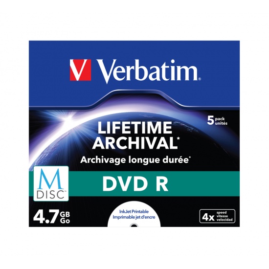 Verbatim M-Disc DVD R 4.7GB 4X 5-Pack Jewelcase Image