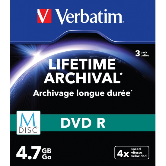 Verbatim 4.7GB DVD-R 3-Pack Slim Jewel Case Image