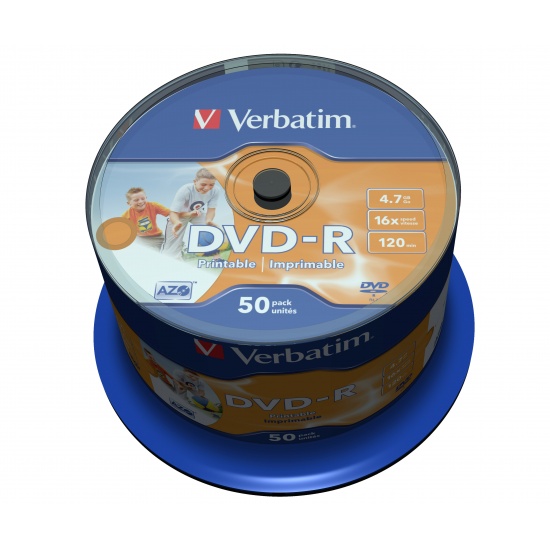 Verbatim DVD-R 16x Wide Printable 4.7GB 50-Pack Spindle Image