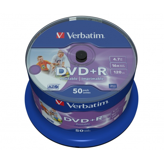 Verbatim DVD+R 16x 4.7GB Wide Printable 50-Pack Spindle Image