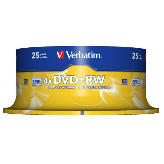 Verbatim DVD+RW 4X Silver Matte 4.7GB 25-Pack Spindle Image