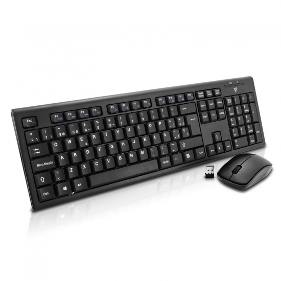 V7 USB Wireless QWERTY Keyboard and Mouse - Spanish Layout Image