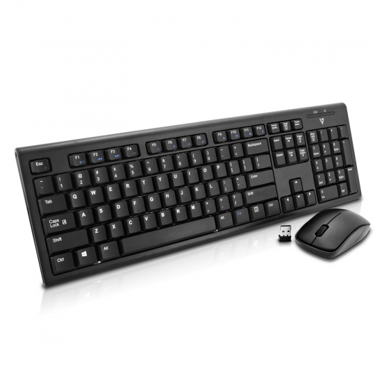 V7 CKW100 USB Wireless QWERTY Black Keyboard and Mouse Combo - UK Layout Image