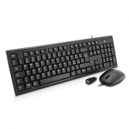 V7 USB Wired QWERTY Keyboard and Mouse - Italian Layout Image