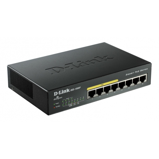 D-Link 8-Port L2 Ethernet Network Switch (10/100/1000) - Black Image