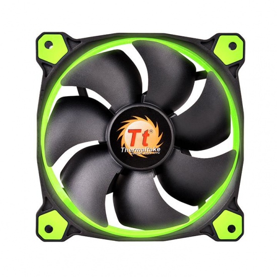 Thermaltake 120MM 1500RPM 3-Pin LED Green Fan - Black Image