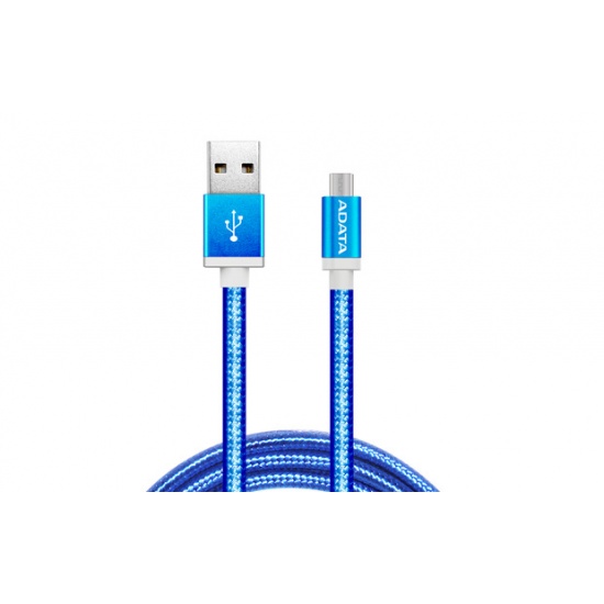 AData Android USB to Micro USB Charging/Sync Cable, 100cm - Blue Image