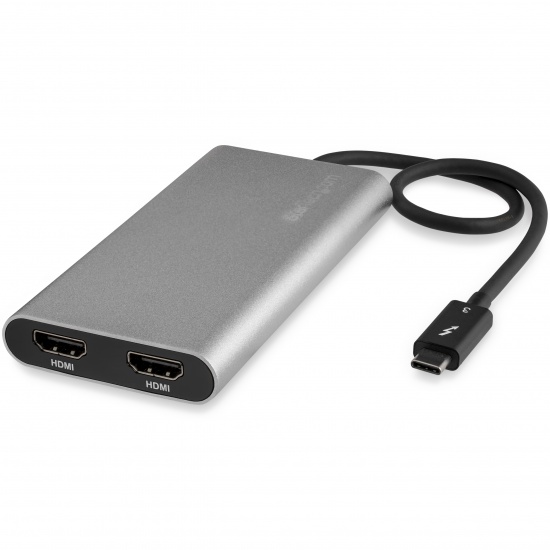 StarTech Thunderbolt 3 Dual HDMI Adapter - Male/Female Silver/Black Image