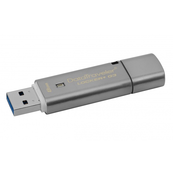 8GB Kingston DataTraveler Locker+ G3 Encrypted USB 3.0 Flash Drive - Silver Image