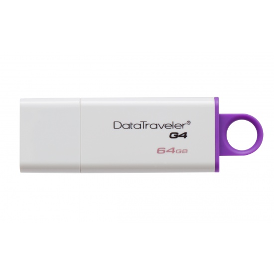 64GB Kingston DataTraveler G4 USB 3.0 Flash Drive - White/Purple Image