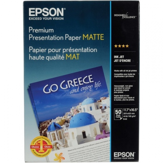 Epson Matte A3 11.7x16.5 Premium Presentation Photo Paper - 50 sheets Image