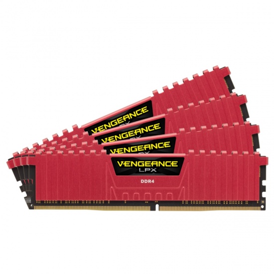 32GB Corsair Vengeance LPX DDR4 2666MHz PC4-21300 CL16 Quad Channel Kit (4x 8GB) Red Image