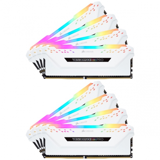 128GB Corsair Vengeance RGB Pro DDR4 2666MHz PC4-21300 CL16 Octuple Channel Kit (8x 16GB) White Image