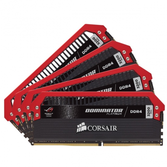 32GB Corsair Dominator Platinum ROG DDR4 3200MHz PC4-25600 CL16 Quad Channel Kit (4x 8GB) Red Image