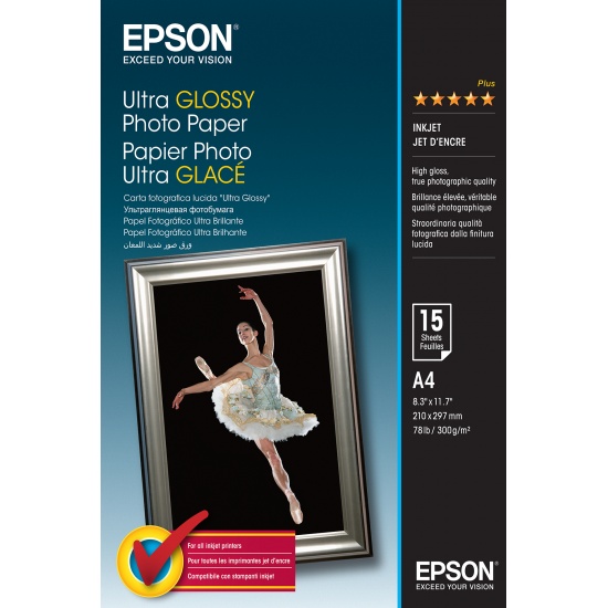 Epson Ultra Glossy A4 8.3x11.7 Photo Paper - 15 sheets Image