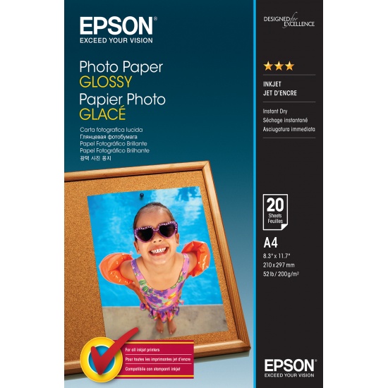 Epson Glossy A4 8.3x11.7 Photo Paper - 20 sheets Image