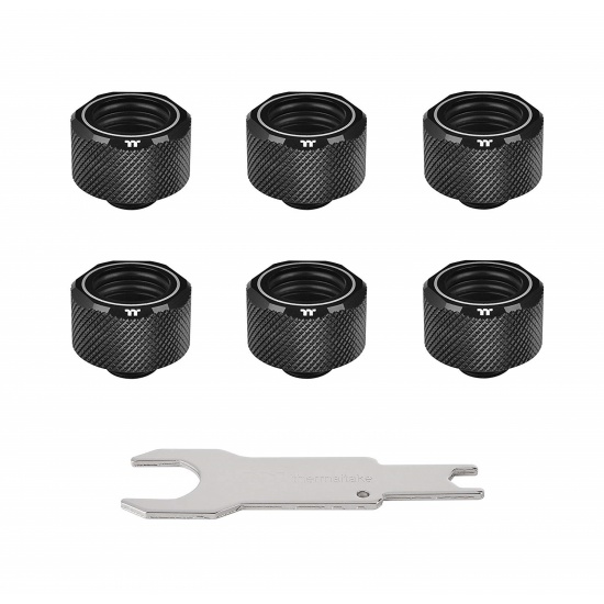 Thermaltake Pacific C-PRO G1/4 16mm OD PETG Cooling Fittings - Black - 6 Pack Image