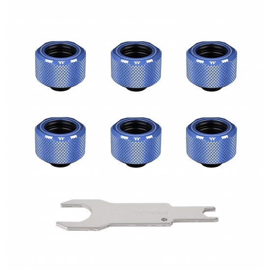 Thermaltake Pacific C-PRO G1/4 16mm OD PETG Cooling Fittings - Blue - 6 Pack Image
