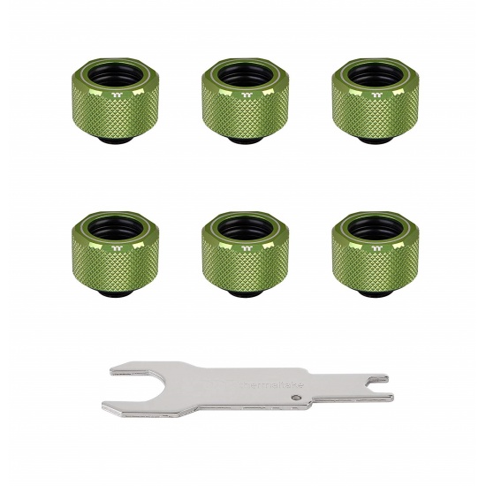 Thermaltake Pacific C-PRO G1/4 16mm OD PETG Cooling Fittings - Green - 6 Pack Image
