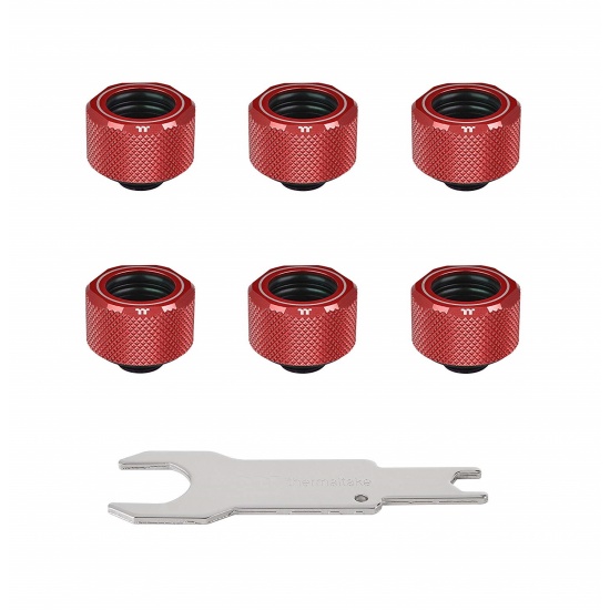 Thermaltake Pacific C-PRO G1/4 16mm OD PETG Cooling Fittings - Red - 6 Pack Image