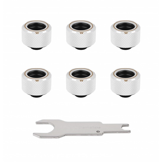 Thermaltake Pacific C-PRO G1/4 16mm OD PETG Cooling Fittings - White - 6 Pack Image