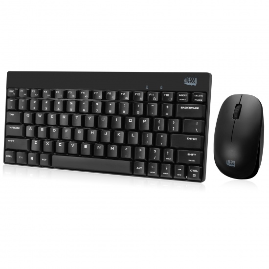 Adesso Wireless Optical Spill Resistant Mini Mouse and Keyboard Combo - US English Layout Image