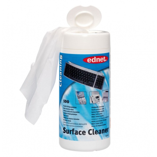 Ednet Antistatic Computer Screen and Monitor Cleaning Wipes - 100 wipes/container Image