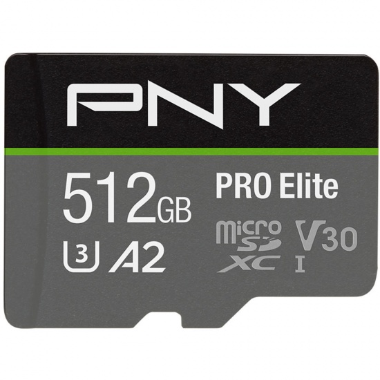512GB PNY PRO Elite microSDXC CL10 UHS-I U3 A2 V30 Flash Memory Card Image