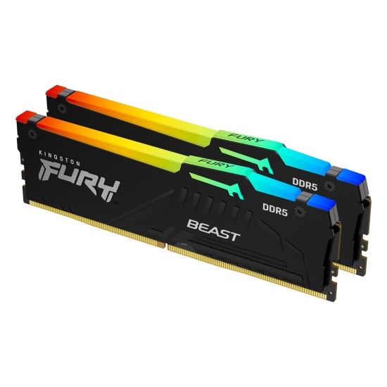 32GB Kingston FURY Beast RGB 4800MHz DDR5 CL38 Dual Channel Kit (2x 16GB) Image