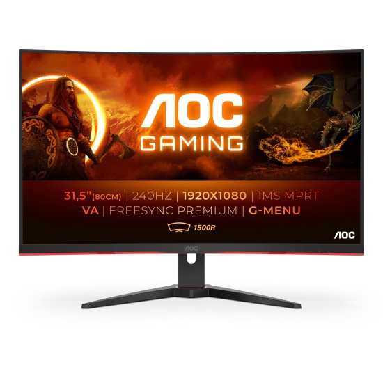 AOC Full HD 1920 x 1080 pixels 240Hz Curved Gaming Monitor - 31.5in Image