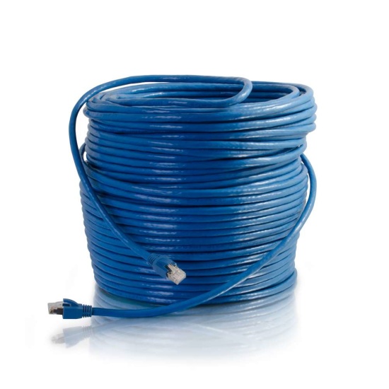 C2G Solid Shielded Snagless Cat6 Ethernet Network Patch Cable - Blue - 200ft  Image